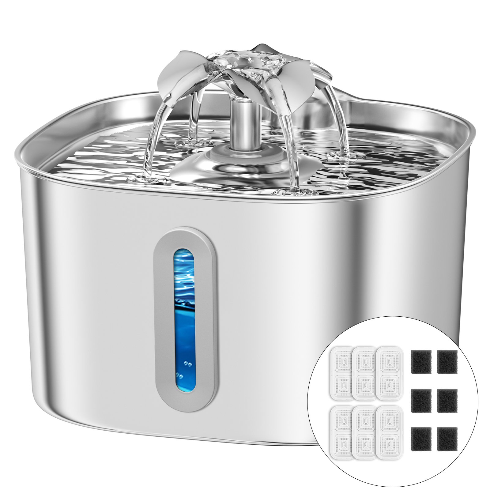 Four-leaf clover stainless steel pet water fountain INOX-WF-LC01