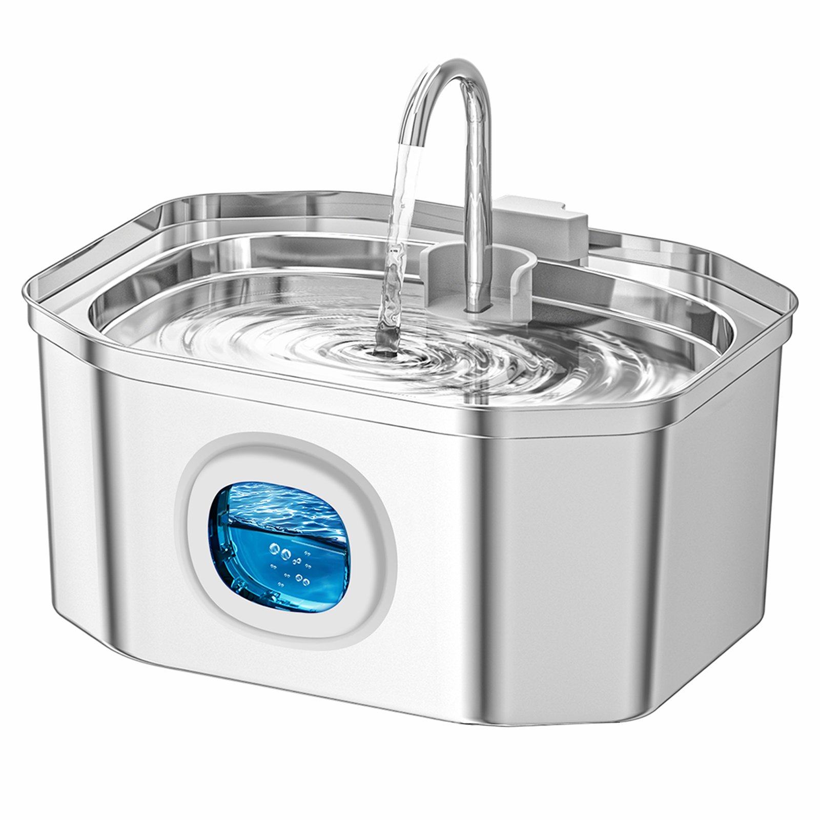 Octagonal stainless steel pet water fountain Inox-3201